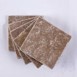 Travertin Noce Cross Cut Antichizat, 10 x 10 x 1 cm