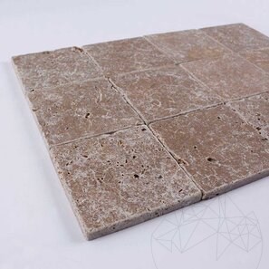 Travertin Noce Cross Cut Antichizat, 10 x 10 x 1 cm