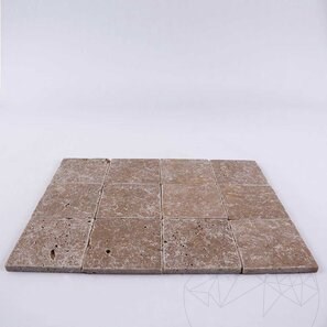 Travertin Noce Cross Cut Antichizat, 10 x 10 x 1 cm