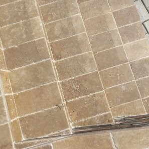 Travertin Noce Cross Cut Periat si Daltuit, 30.5 x 15.2 x 3 cm