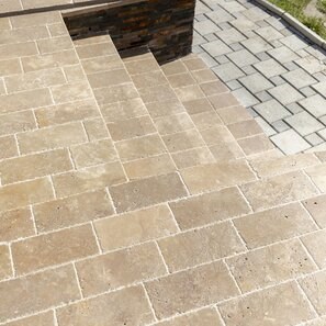 Travertin Noce Cross Cut Periat si Daltuit, 30.5 x 15.2 x 3 cm