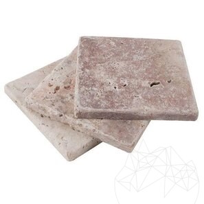 Opium Красный крестообразный античный травертин, 10 x 10 x 1 см