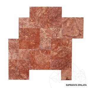 Travertin Opium Red Cross Cut French Pattern Set Antichizat, 1.2 cm