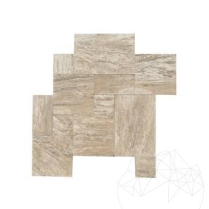 Travertin Striato French Pattern Set Antichizat, 3 cm