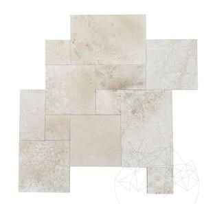 Travertin Valencia Cross Cut French Pattern Set Antichizat, 1.2 cm