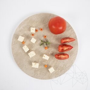 Круглая разделочная доска из натурального камня. Овощи, Фрукты, Мясо, Диаметр 28 см