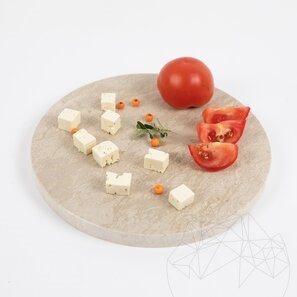 Круглая разделочная доска из натурального камня. Овощи, Фрукты, Мясо, Диаметр 28 см
