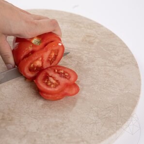 Круглая разделочная доска из натурального камня. Овощи, Фрукты, Мясо, Диаметр 28 см