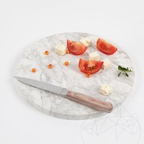 Круглая разделочная доска из натурального камня. Овощи, Фрукты, Мясо, Диаметр 28 см