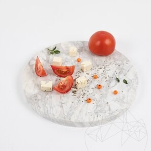 Круглая разделочная доска из натурального камня. Овощи, Фрукты, Мясо, Диаметр 28 см