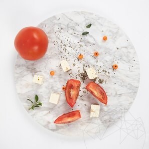 Круглая разделочная доска из натурального камня. Овощи, Фрукты, Мясо, Диаметр 28 см