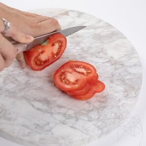 Круглая разделочная доска из натурального камня. Овощи, Фрукты, Мясо, Диаметр 28 см