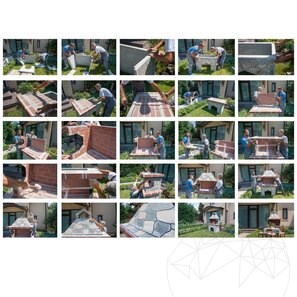 Традиционный средний садовый гриль (уголь/дрова, 120x70x210 см, натуральный родосский камень, кирпич)