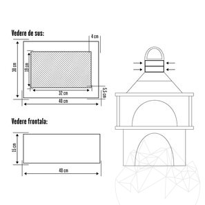 Prelungire Horn pt. Cuptor + Gratar Gradina Mediteraneo – 15 cm (40 x 30cm, Piatra Decorativa Kavala, Beton Armat,15kg)