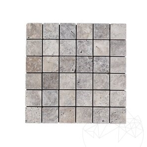 Mozaic Travertin Silver Antichizat, 4.8 x 4.8 cm