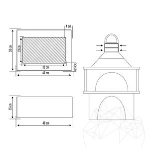 Prelungire Horn pt. Cuptor + Gratar Gradina Traditional – 15 cm (40 x 30cm, Piatra Poligonala Verde Laguna, Beton Armat)