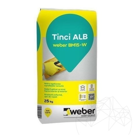 Mortar de tencuiala fina "tinci" ALB - Weber BM15-W, 25 kg