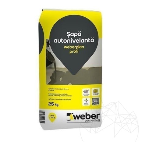 Самовыравнивающаяся стяжка с армирующими волокнами - Weber.Plan Profi, 25 кг