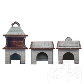 Set Mobilier Gradina Family, Standard (3 piese - Gratar Mediu, Carbune/Lemn, Masa, Lavoar) - piatra decorativa, caramida