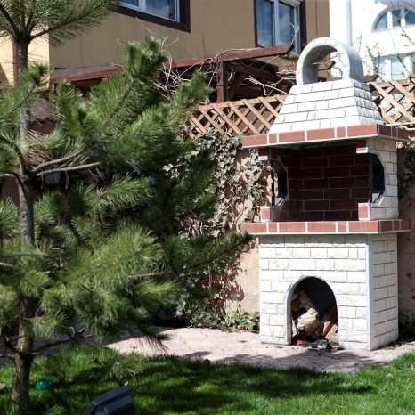 Gratar Gradina Mediteraneo Mic (Carbune/Lemn, 100x60x210 cm, 650 kg, piatra naturala Vratza, caramida)