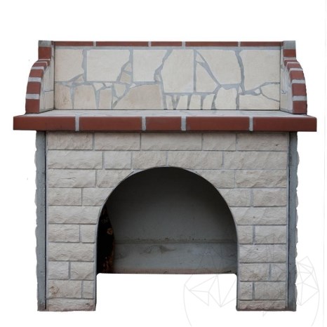 Стол для барбекю в средиземноморском стиле (115x120x60 см, 450 кг, натуральный камень Враца, кирпич)