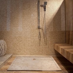 Душевой поддон ULTRA FLAT из травертина цвета латте, 120 x 80 x 3 см