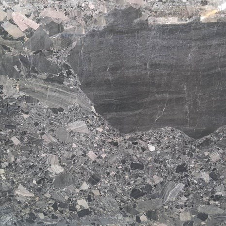 Полированная плита из черного мрамора Breccia, 2 см