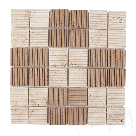 Мозаика из классического травертина - ризованный орех, 4,7 x 4,7 см