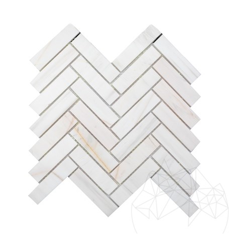 Мраморная мозаика Calacatta Amber Chevron полированная, 28 x 31 см