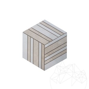 Бело-бежевая 3D-мозаика из кубического мрамора, полированная, 20 x 20 см