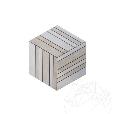 Бело-бежевая 3D-мозаика из кубического мрамора, полированная, 20 x 20 см