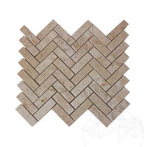 Mozaic Marmura Crema Royal Chevron Polisat, 2.3 x 7.5 cm