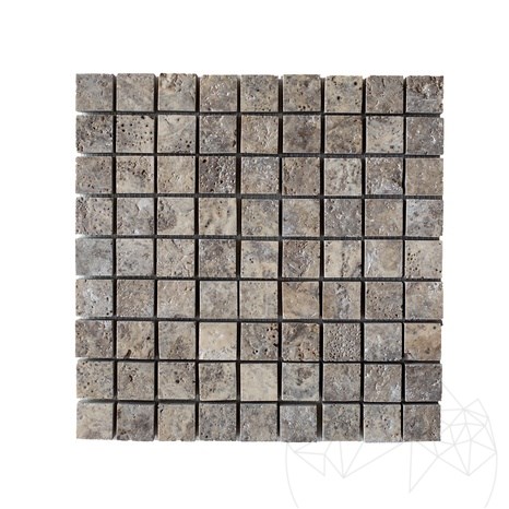 Мозаика из матового серебряного травертина, 3 x 3 см
