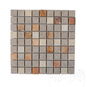 Mozaic Mix Travertin Peach / Limestone Astoria / Marmura Crema Royal Periat, 3 x 3 cm