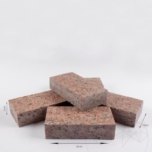 Piatra Cubica Granit Maple Red Fatetata 4 laterale, 10 x 20 x 5 cm