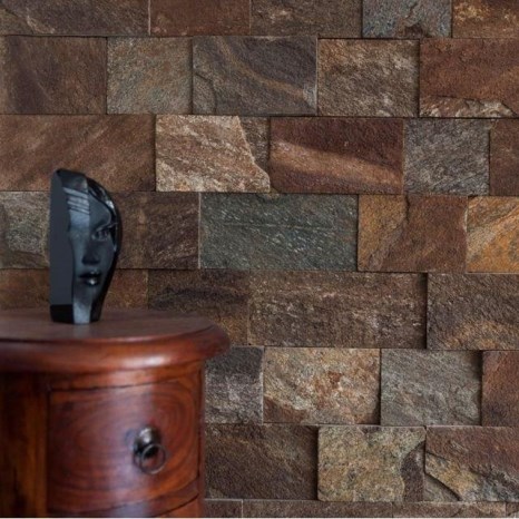 Ardezie Rusty Brown Natur, 10 cm x LL | Piatra Decorativa - Placari Verticale, Exterior-Interior