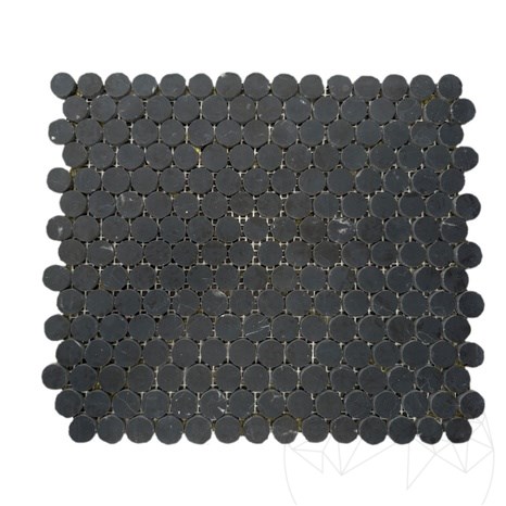 Мраморная мозаика Nero Marquina Penny, полированная, 30,5 x 28 см