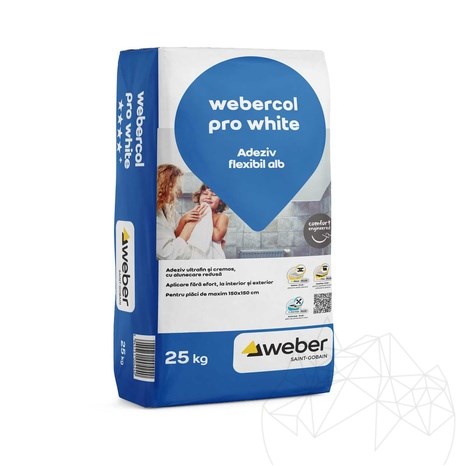 Adeziv Piatra Naturala - Webercol Pro White, 25 kg